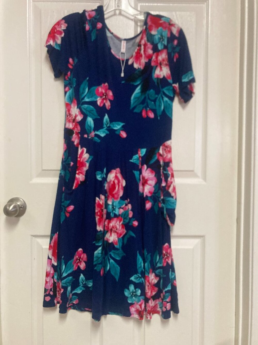 Don B dress blue with floral pattern size large women's